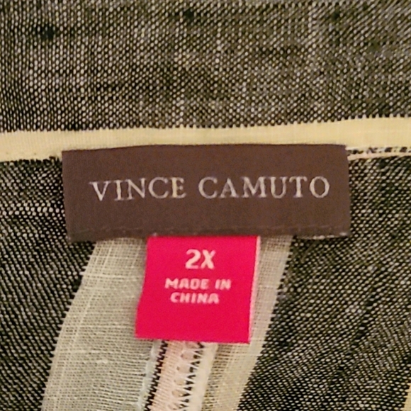 VINCE CAMUTO Ladies Pink Black White Linen Button Down Blouse - Size 2X - Picture 8 of 16